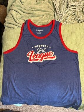 Midwest Girl League Blue Tank Top with Red Trim